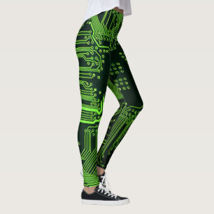Cool Computer Circuit Board Green Leggings