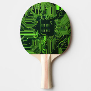 Cool Computer Circuit Board Green Ping Pong Paddle