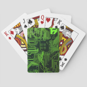 Cool Computer Circuit Board Green Playing Cards