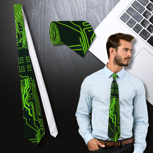 Cool Computer Circuit Board Green Tie