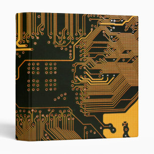 Cool Computer Circuit Board Orange Binder