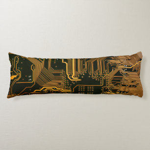 Cool Computer Circuit Board Orange Body Pillow