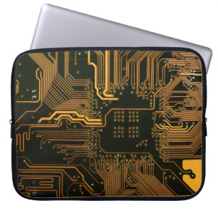 Cool Computer Circuit Board Orange Laptop Sleeve