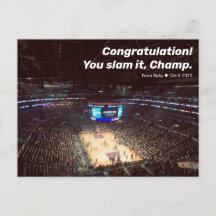 Cool congrats greeting postcard: slam it champ! 2