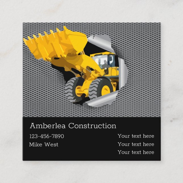 Cool Construction Business Cards Unique Design (Front)