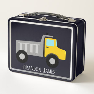 Cool construction dump truck add name metal lunch box