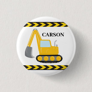 Cool Construction Excavator Custom Kids Birthday 1 Inch Round Button