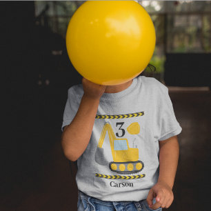 Cool Construction Excavator Custom Kids Birthday Toddler T-shirt