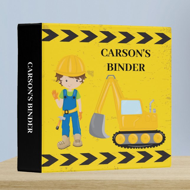 Cool Construction Excavator Custom Kids Name Binder (Creator Uploaded)