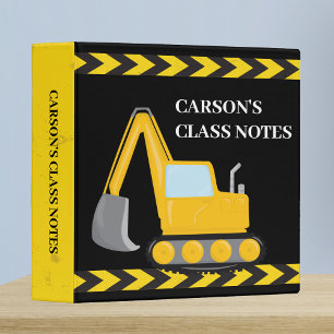 Cool Construction Vehicle Boy Personalized Kids Binder
