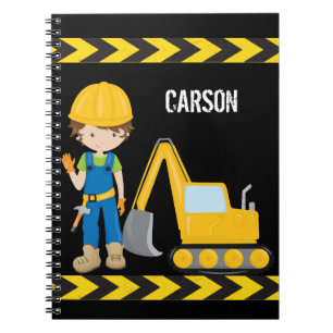 Cool Construction Vehicle Boy Personalized Kids Notebook