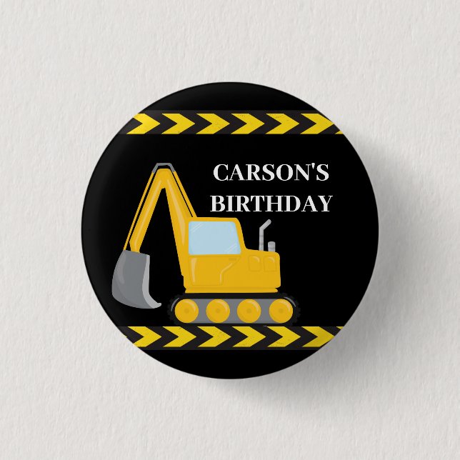 Cool Construction Vehicle Custom Kids Birthday 1 Inch Round Button (Front)
