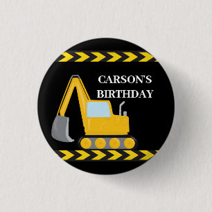 Cool Construction Vehicle Custom Kids Birthday 1 Inch Round Button