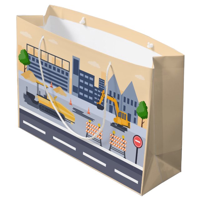 cool construction zone party Large Gift Bag  (Back Angled)
