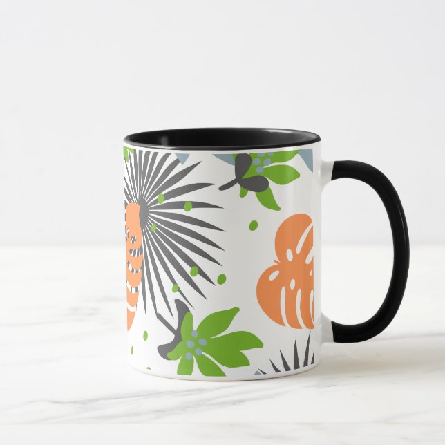 Cool contrast Orange and green pattern on black Mug (Right)