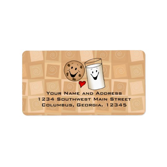 Cool Cookies and Milk Friends Cartoon Address Labe