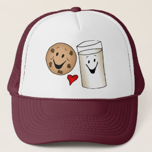 Cool Cookies and Milk Friends Cartoon Trucker Hat