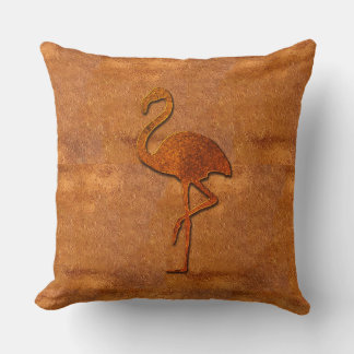 Cool Copper Look Flamingo Throw Pillow