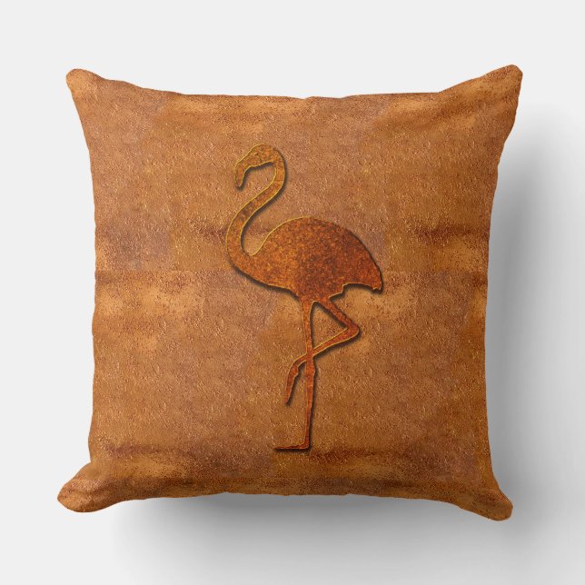 Cool Copper Look Flamingo Throw Pillow (Front)