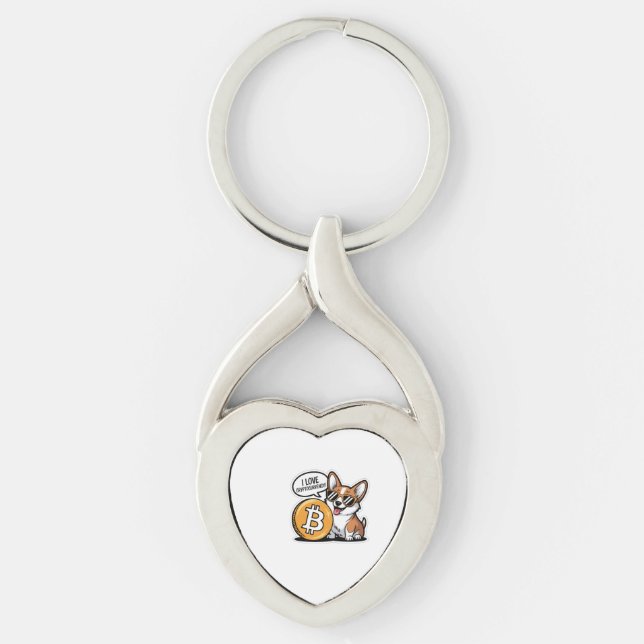 Cool Corgi Loves Cryptocurrency Keychain (Front)