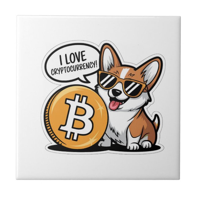 Cool Corgi Loves Cryptocurrency Tile (Front)