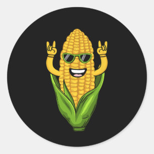 Cool Corn Art Men Women Farmer Dancing Corn On Cob Classic Round Sticker