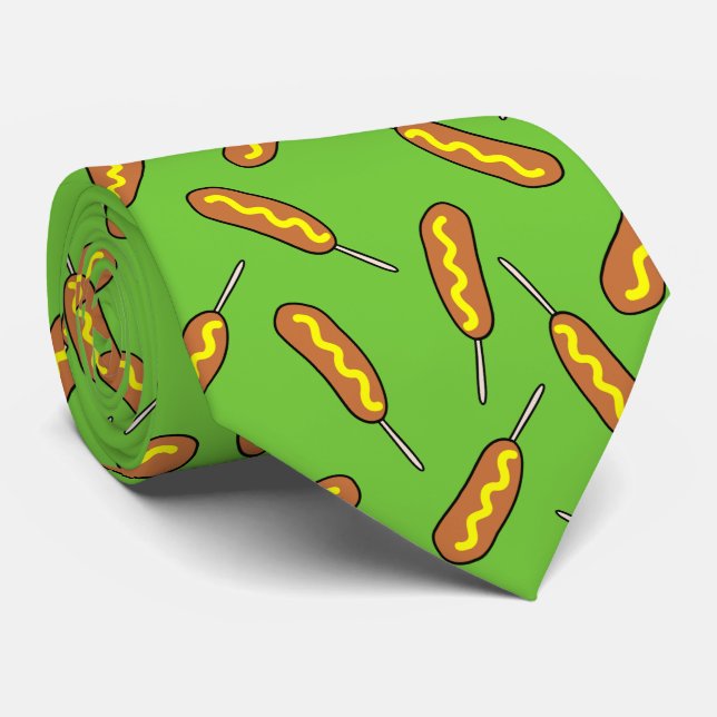 cool corndog tiled pattern food  tie (Rolled)