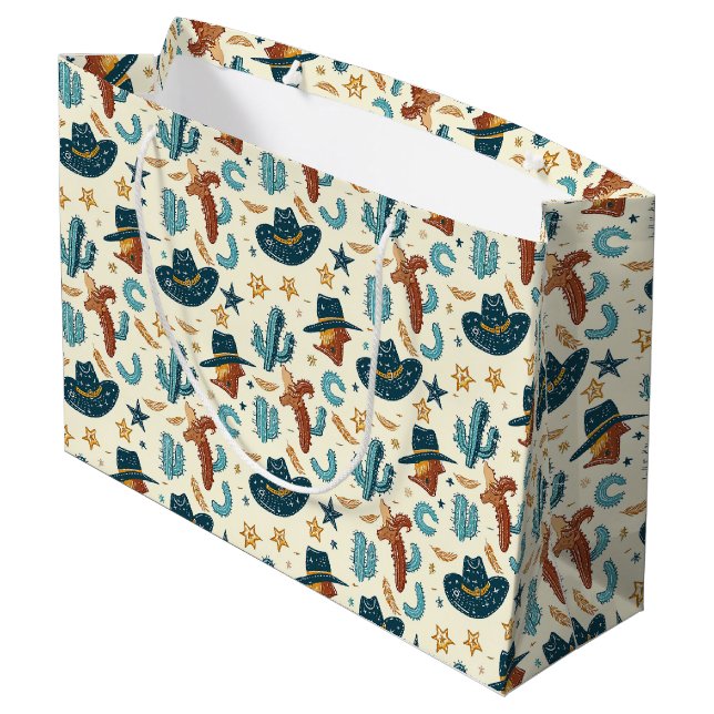 Cool Country Western cowboy tiled  Large Gift Bag (Back Angled)