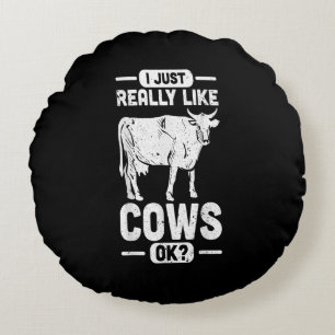 Cool Cow Animal Idea Funny Cow Lover Gift Round Pillow