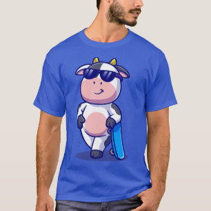 Cool Cow With Skateboard Cartoon1 T-Shirt