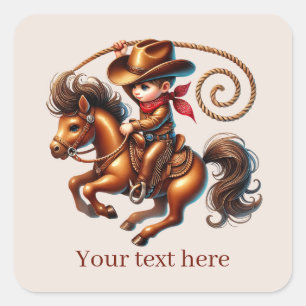 Cool Cowboy add text Square Sticker