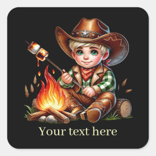 Cool Cowboy add text Square Sticker