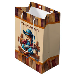 Cool cowboy boys Birthday party customizable  Medium Gift Bag