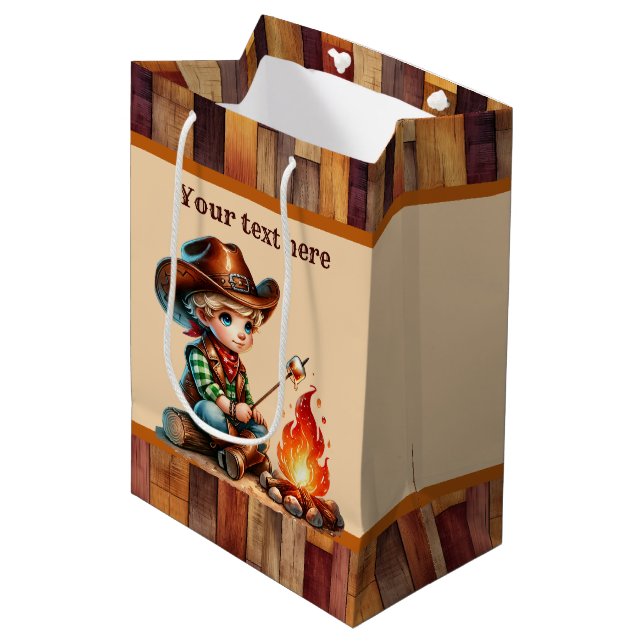 Cool cowboy boys Birthday party customizable  Medium Gift Bag (Front Angled)