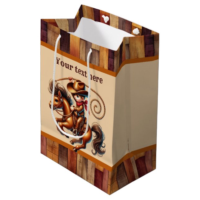 Cool cowboy boys Birthday party customizable  Medium Gift Bag (Front Angled)