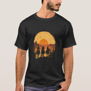 Cool Cowboy Horse Graphic Western Rodeo Sunset T-Shirt