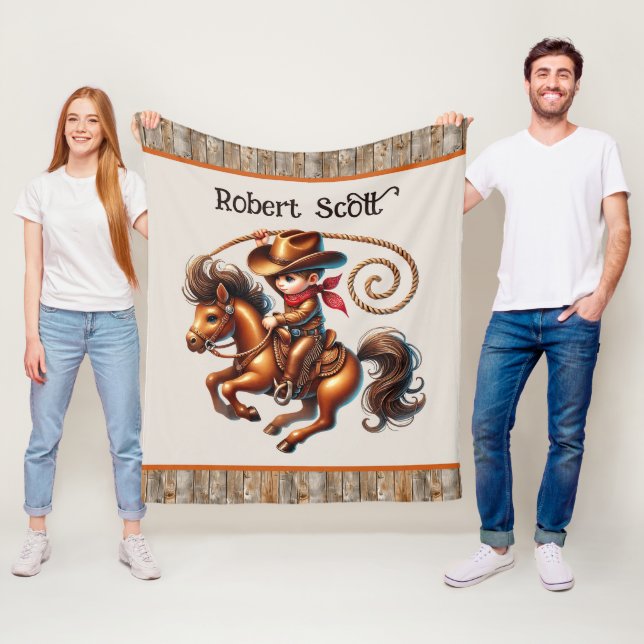 Cool cowboy lovers add name fleece blanket (In Situ)