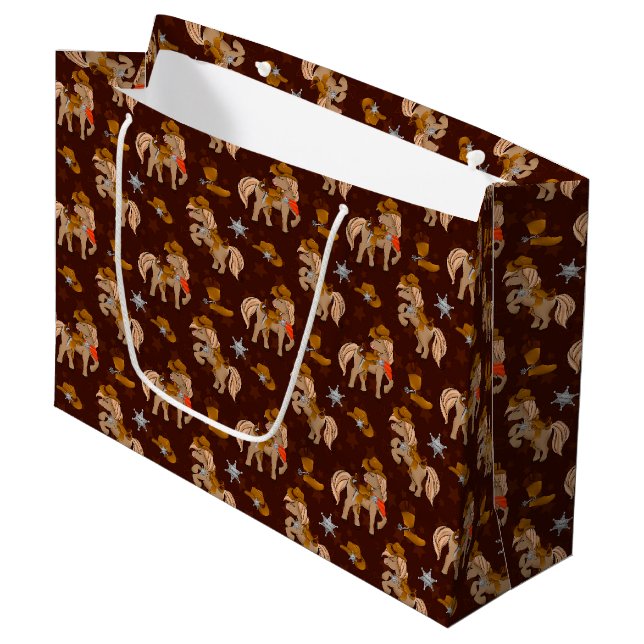 cool cowboy sheriff horse tiled large gift bag (Front Angled)