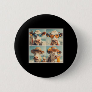 Cool Cows With Sungles Beach Cow Animals Vacation  2 Inch Round Button