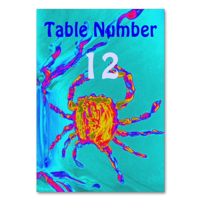 Cool Crab Seaside Table Number (Front)