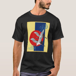 Cool Crane Bird Artwork Dance Of Cranes Japanese R T-Shirt