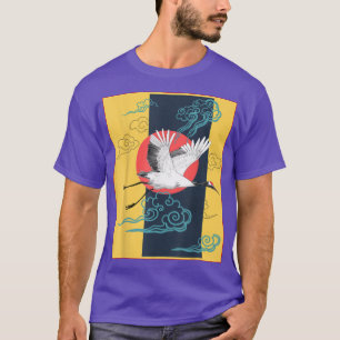 Cool Crane Bird Artwork, Dance of Cranes Japanese T-Shirt