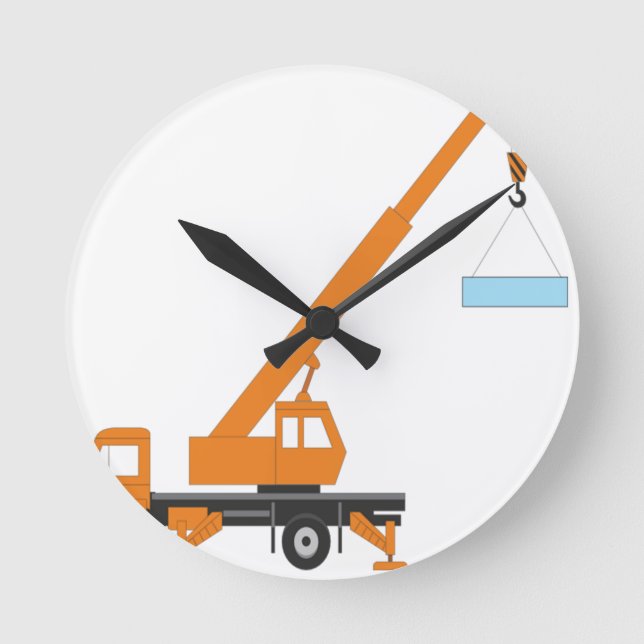 Cool Crane Boy Gift Idea Round Clock (Front)