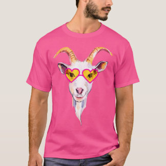 Cool Crazy Goat Pop Glasses Love Girls Ladies Goat T-Shirt