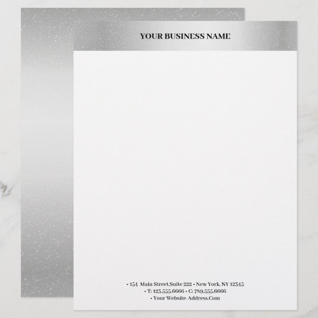 Cool Creative Metallic Silver Fancy  Letterhead (Front/Back)