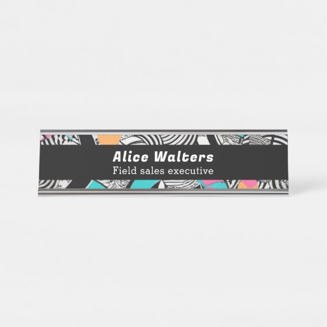 Cool Creative Modern Stylish Street Art Graffiti Desk Name Plate (Front)
