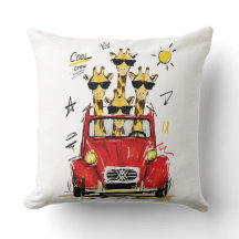 Cool Crew Giraffes in Classic Red Car
