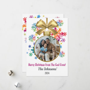 Cool Crew Rainbow Snowflakes Photo Holiday Card