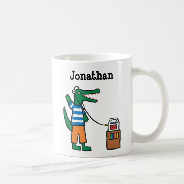 Cool Crocodile Listens to Music Coffee Mug (Right)