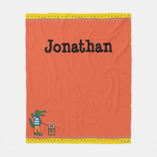 Cool Crocodile Listens to Music Fleece Blanket